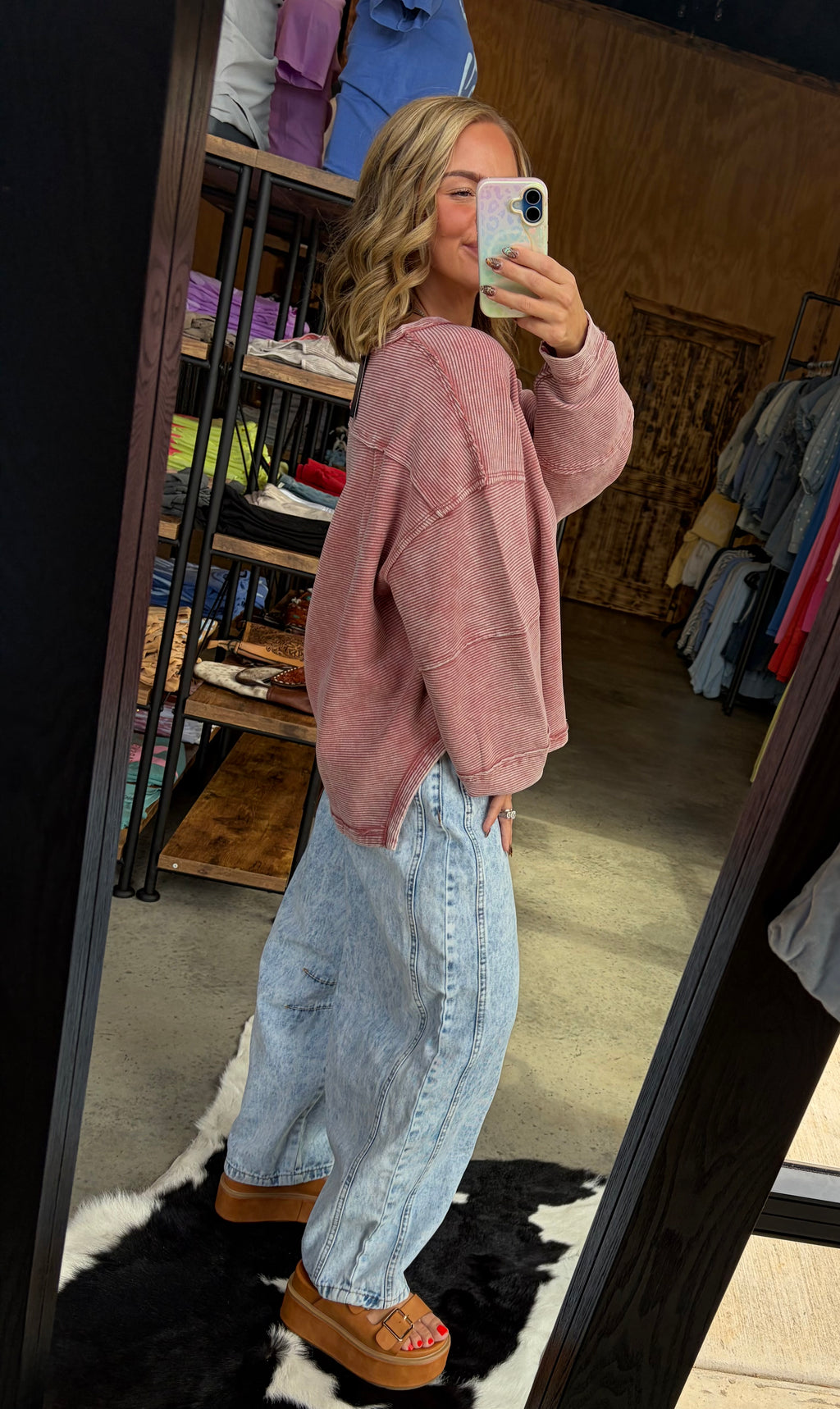 Acid Washed Ribbed Pullover
