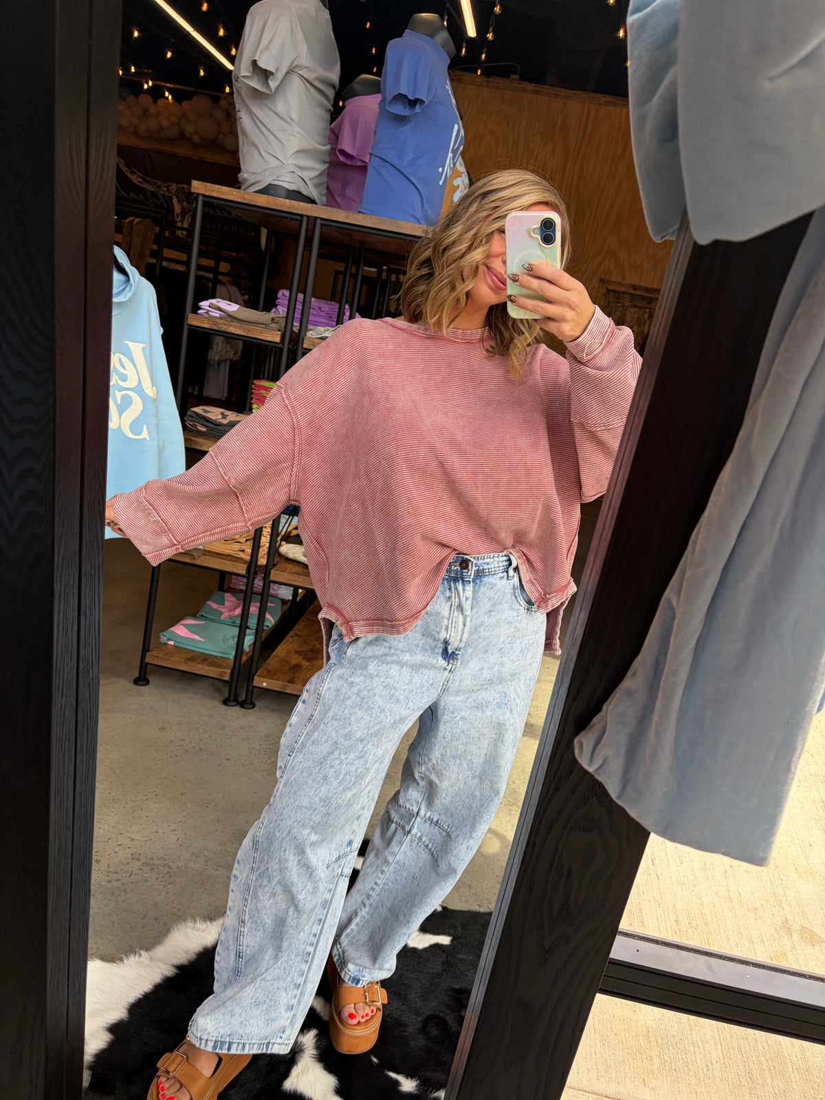 Acid Washed Ribbed Pullover