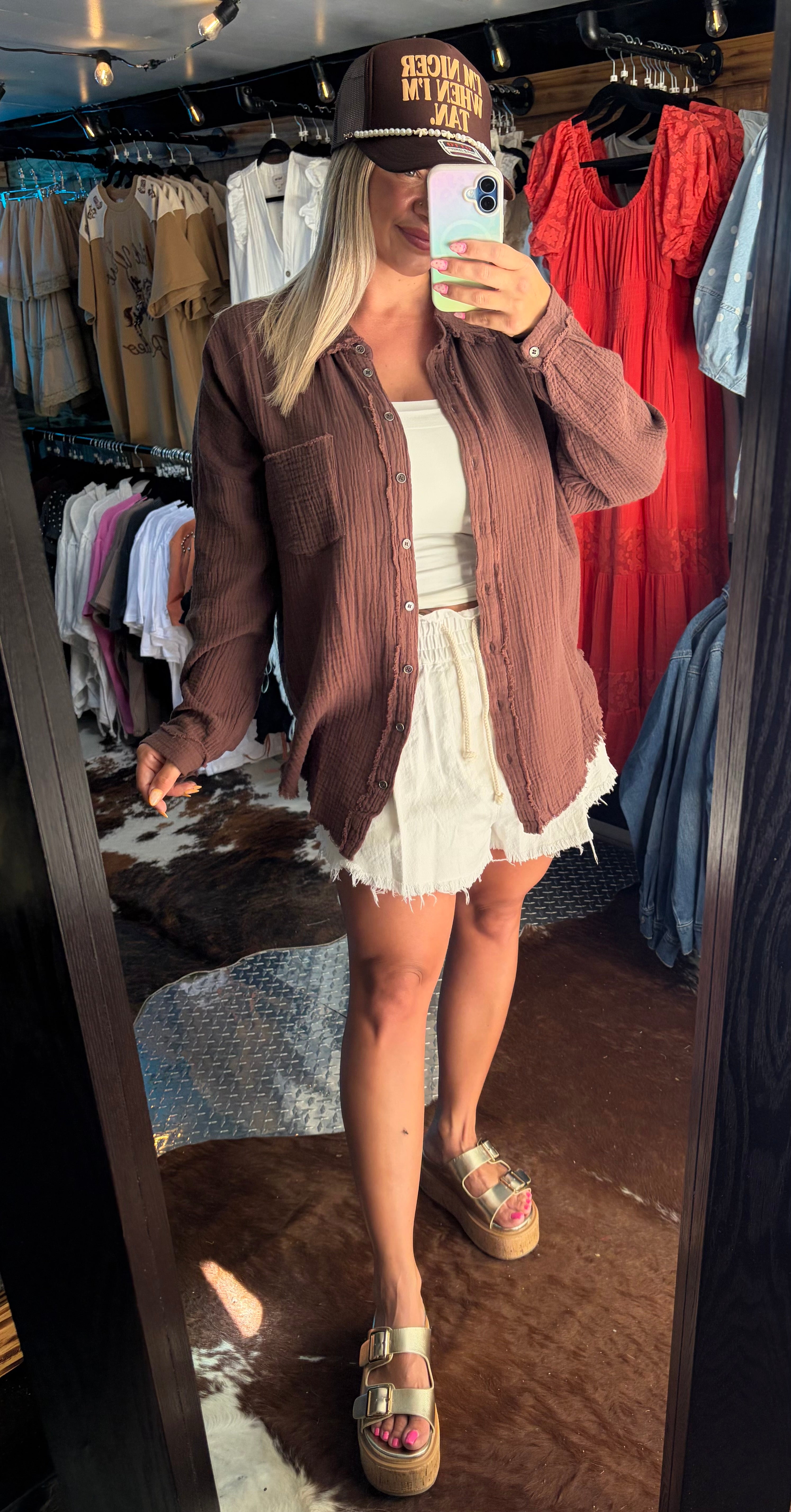 Light Weight Oversized Button Up