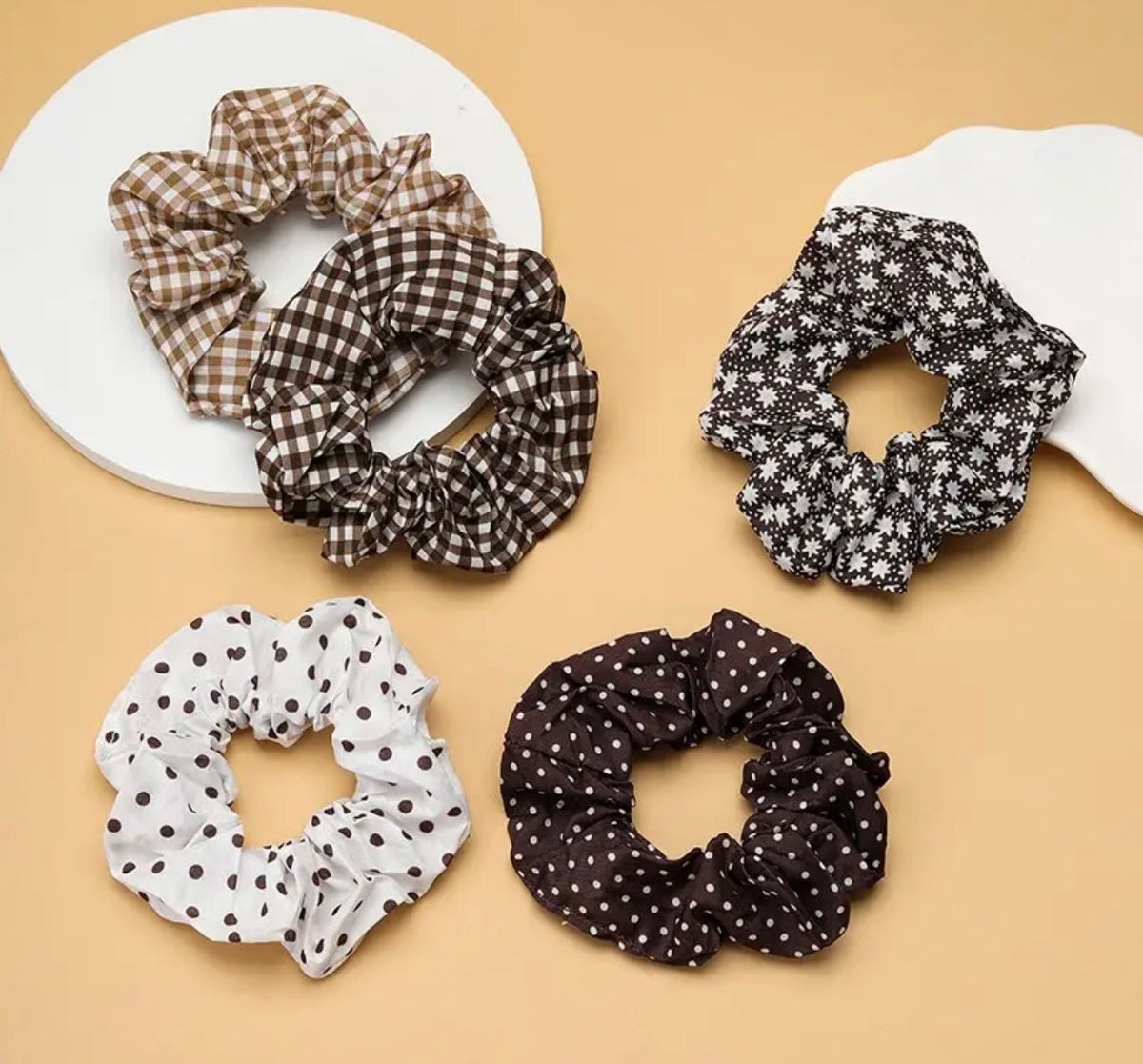 5 Piece Multi Pattern Scrunchies