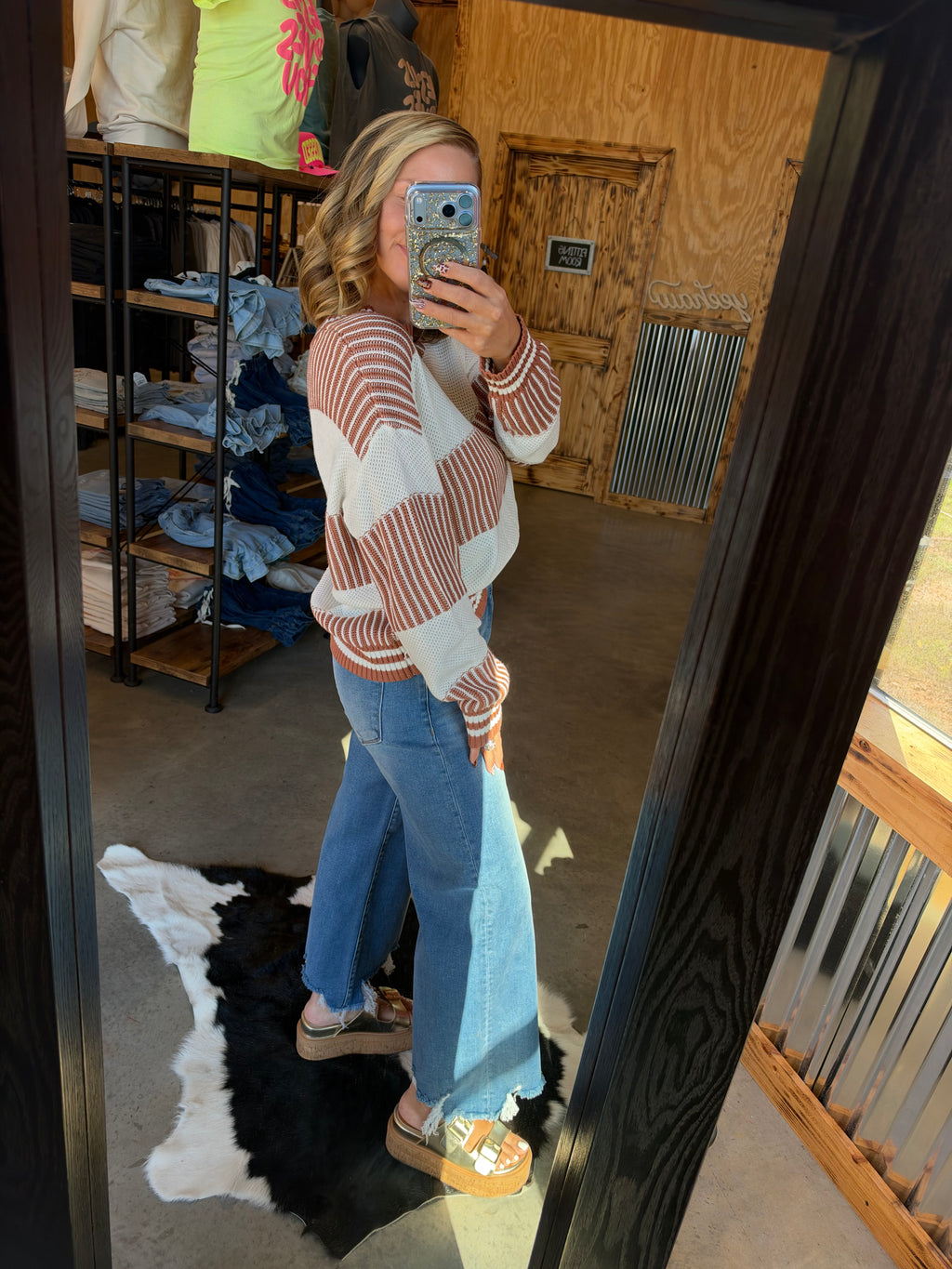 Striped Knit Colorblock Sweater