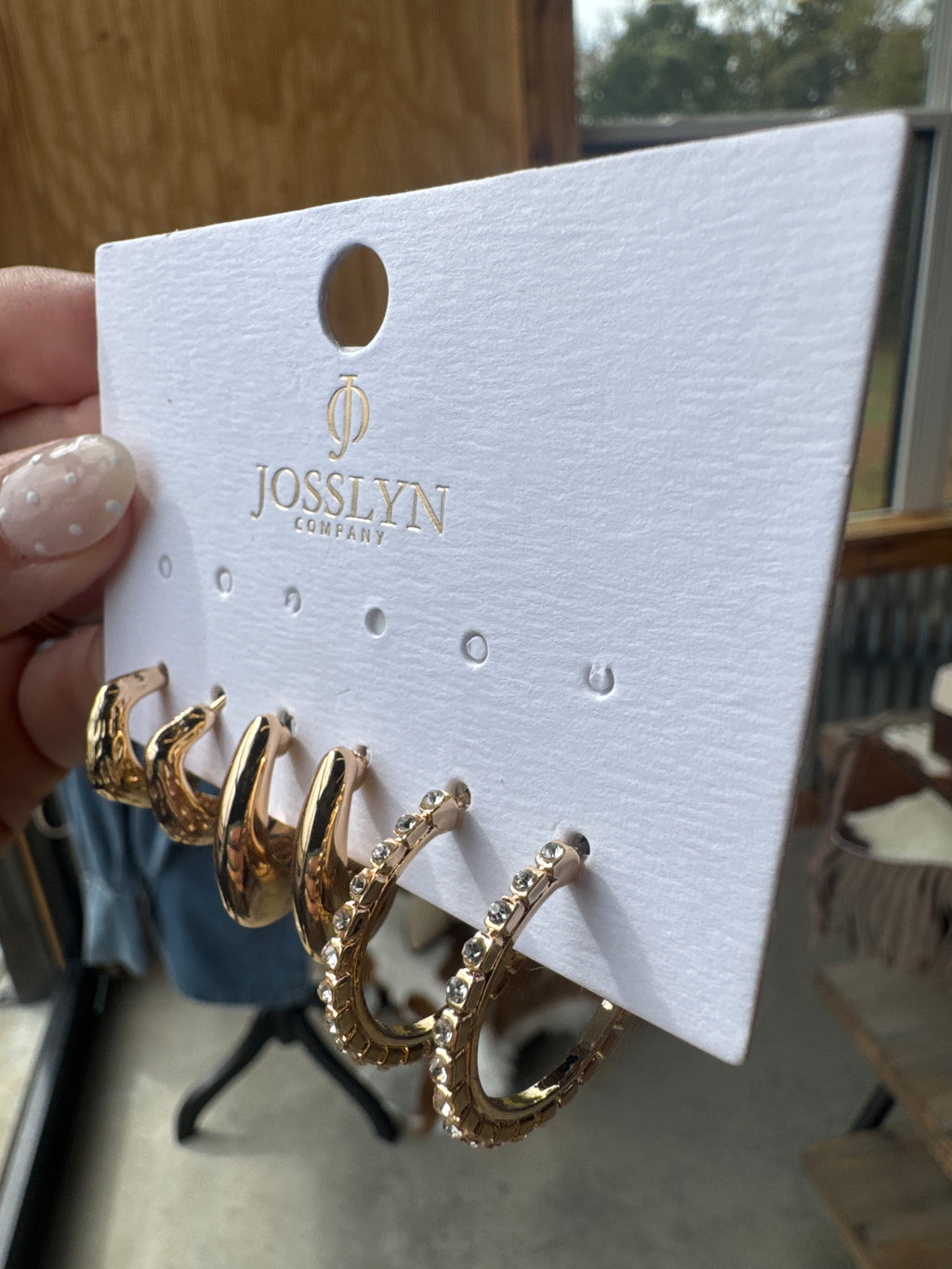 Tapered Rhinestone Hoop Earring Set