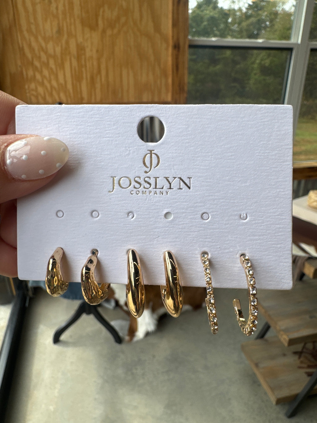 Tapered Rhinestone Hoop Earring Set