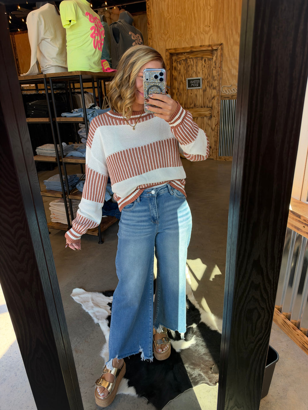 Striped Knit Colorblock Sweater