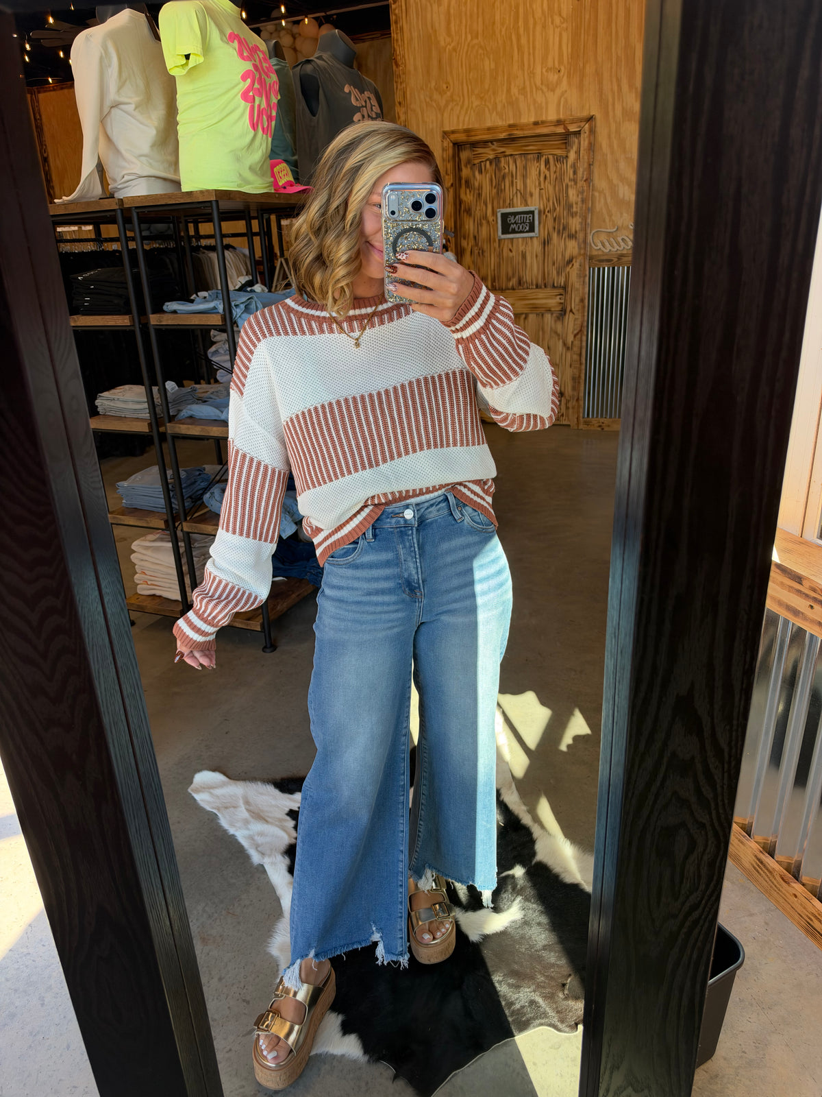 Striped Knit Colorblock Sweater
