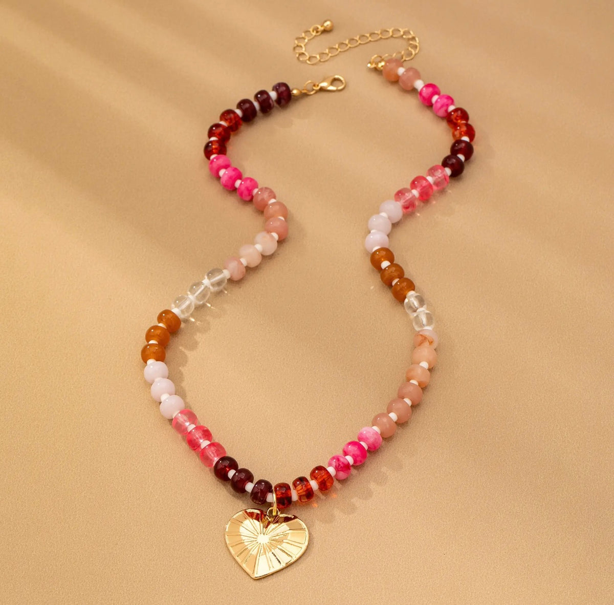 Beaded Heart Charm Necklace