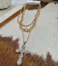 Rhinestone Cross Multilayer Necklace
