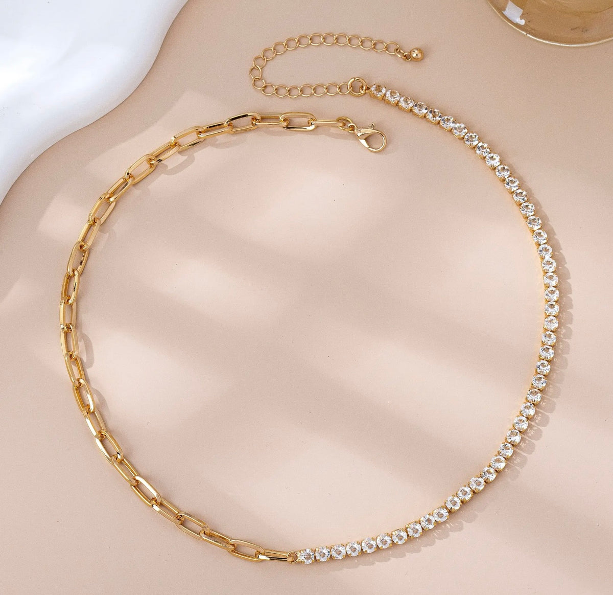 Rhinestone Link Chain Necklace