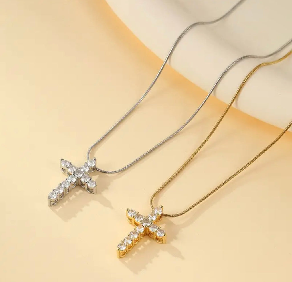 18K Stainless Steel Dainty Cross Necklace