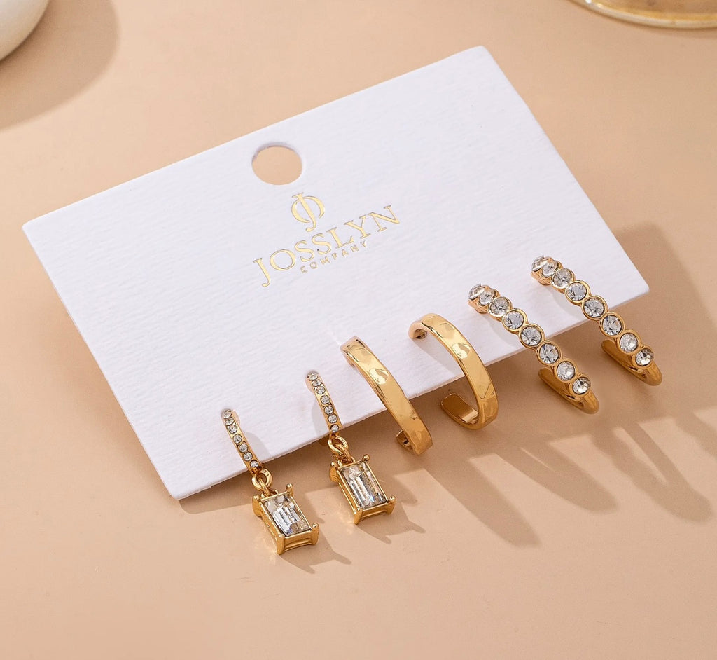 Crystal Accented Hoop Earring Set
