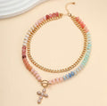 Multi Layered Beaded Cross Necklace