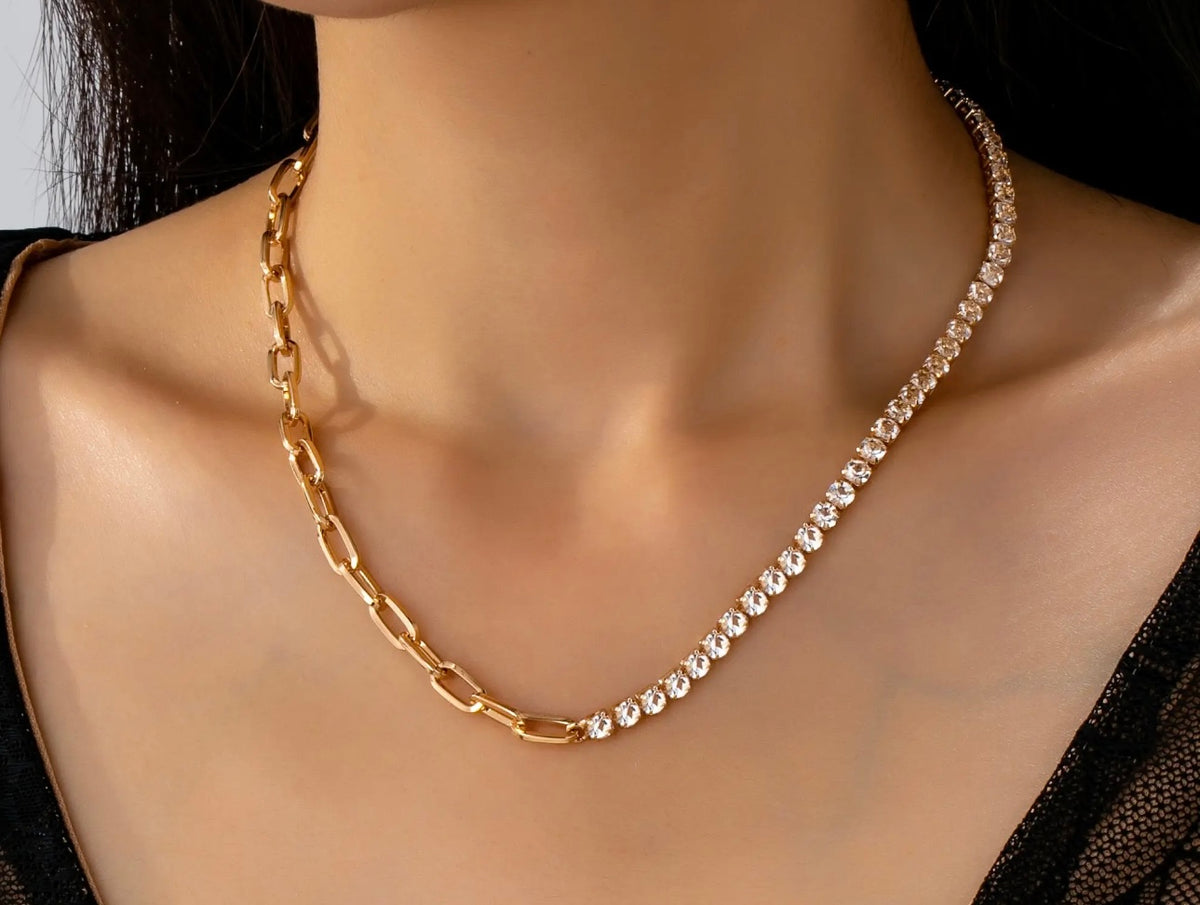 Rhinestone Link Chain Necklace