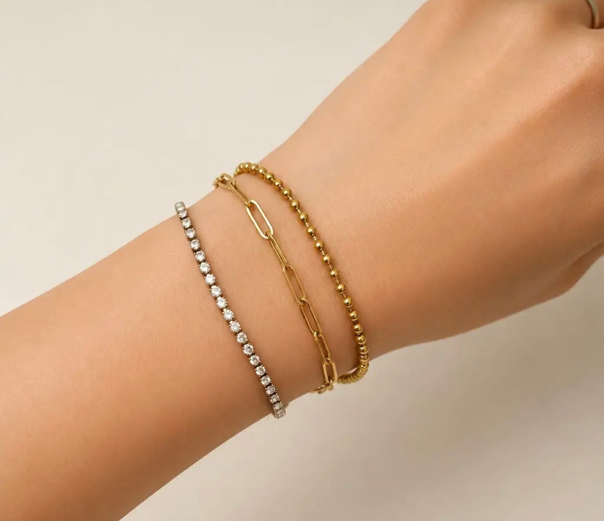 Stainless Steel Gold Rhinestone Bracelet