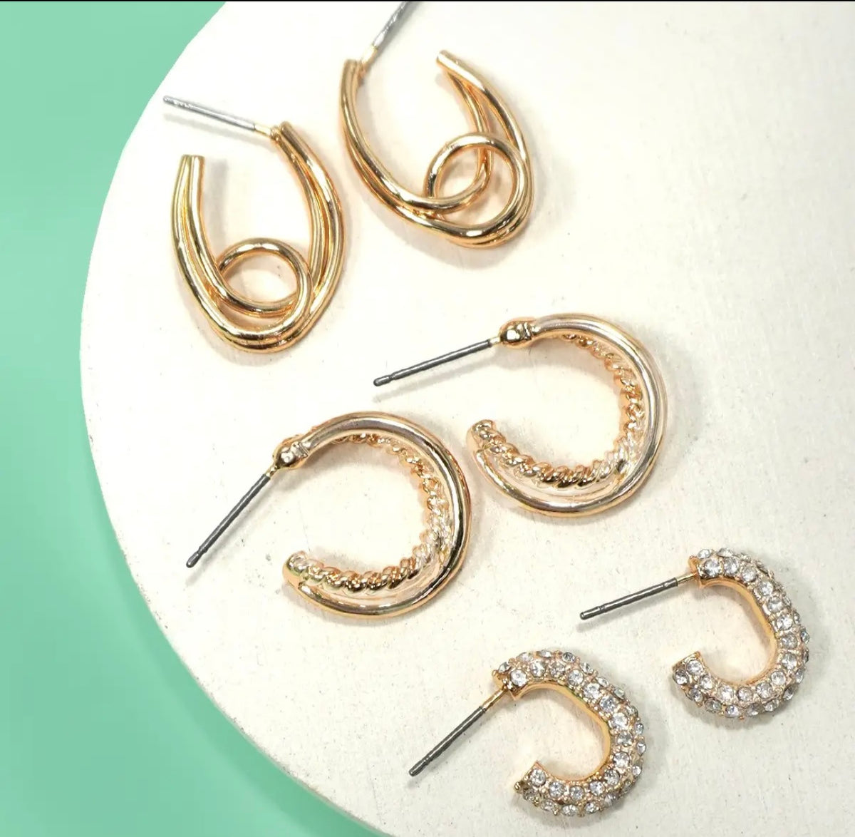 Rhinestone Hoop Earring Set