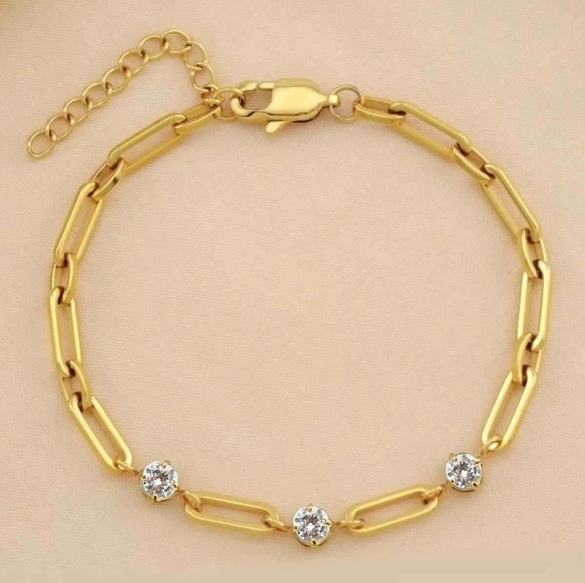 18K Stainless Steel Crystal Bracelet