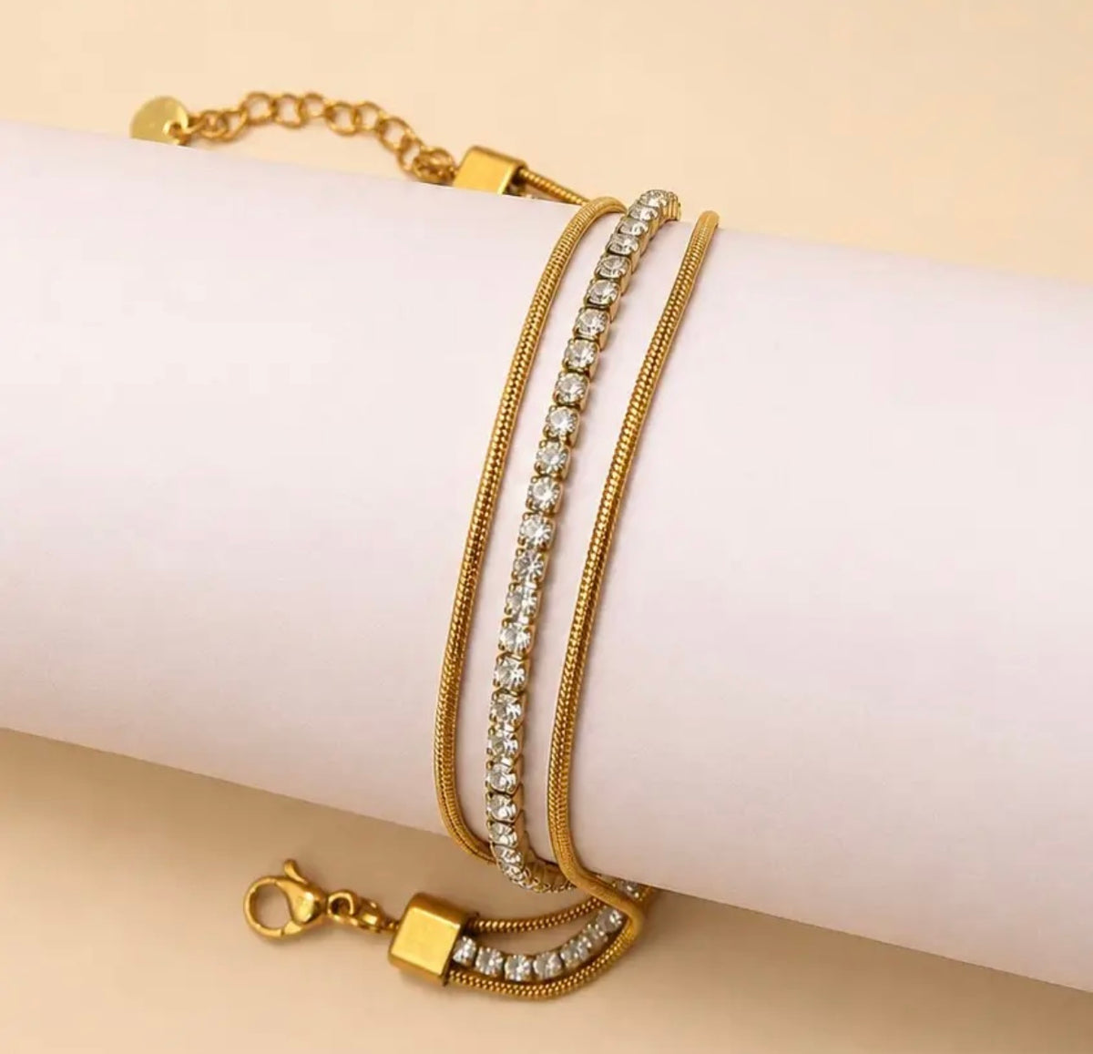 18K Stainless Steel Rhinestone Bracelet