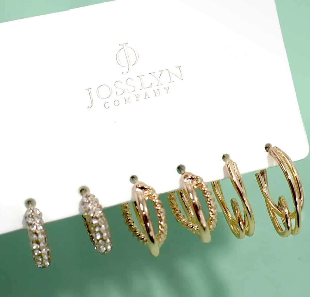 Rhinestone Hoop Earring Set