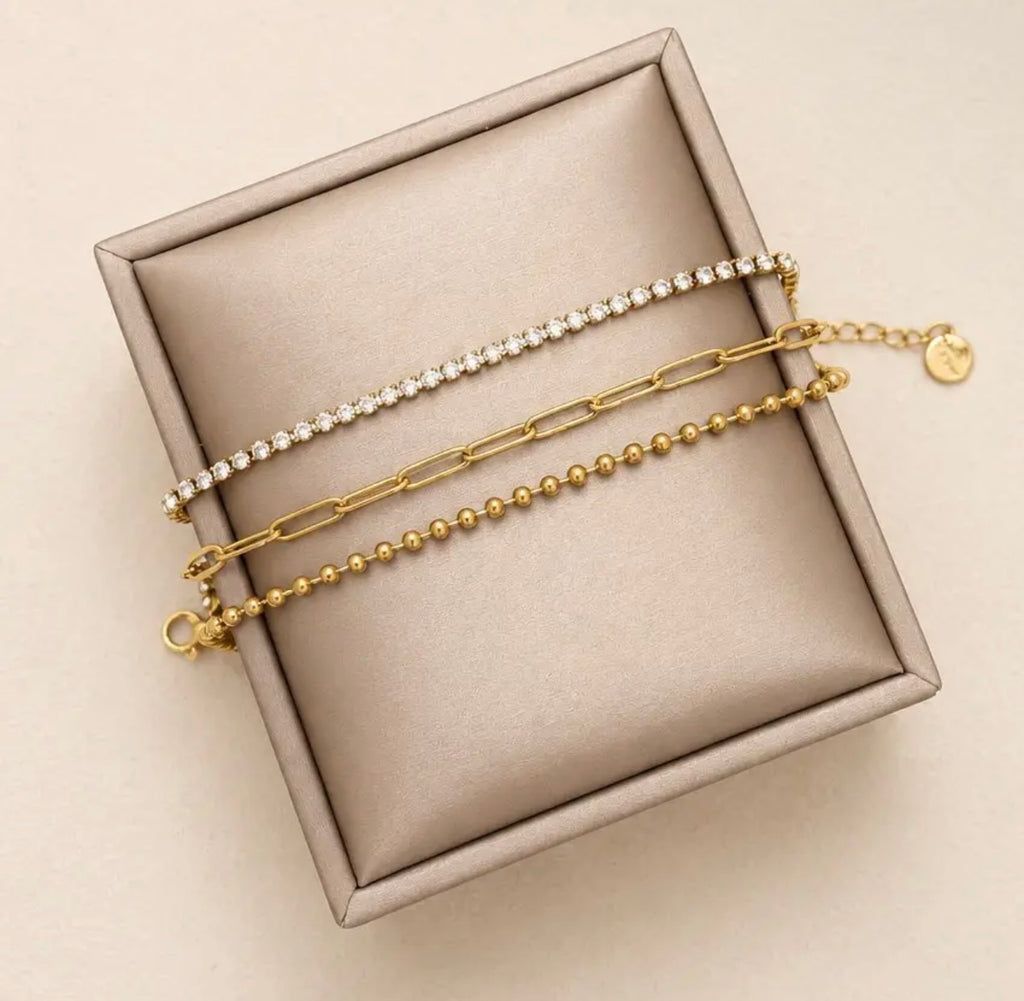 Stainless Steel Gold Rhinestone Bracelet