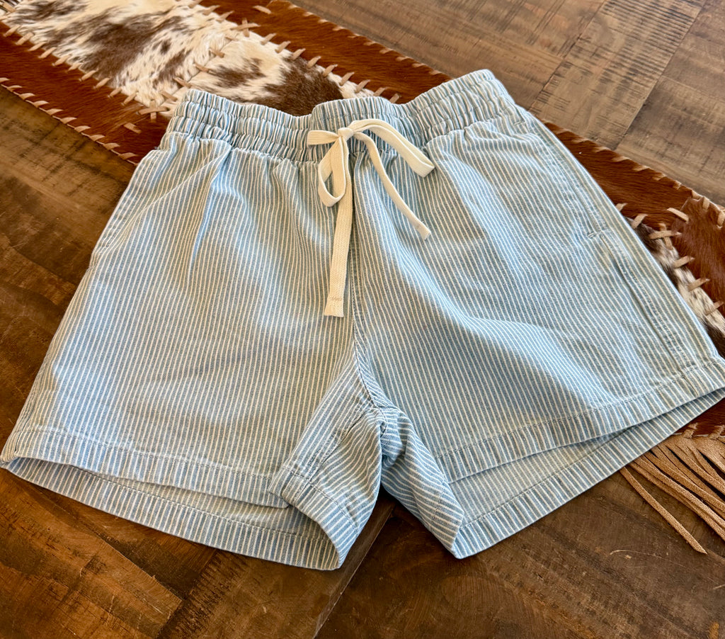 Striped Denim Shorts
