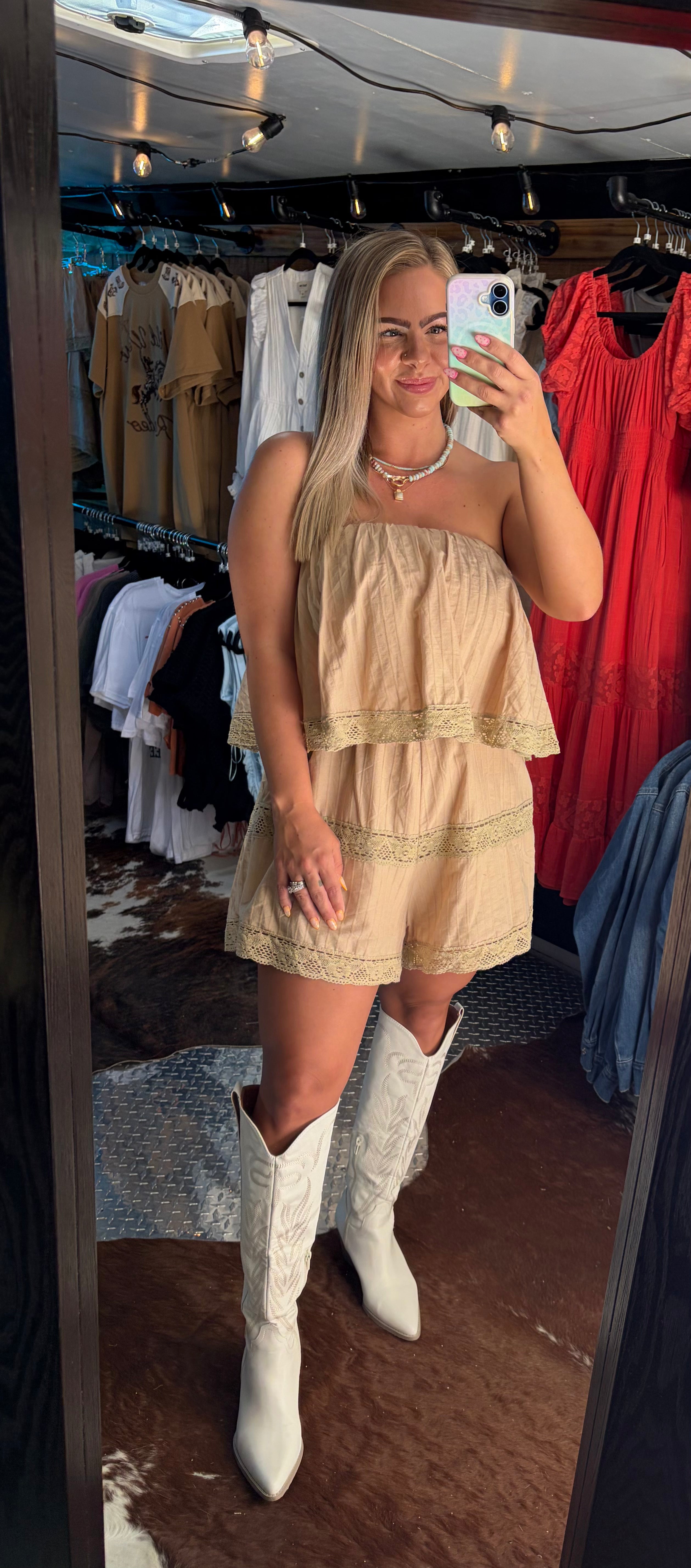 Strapless Lace Romper