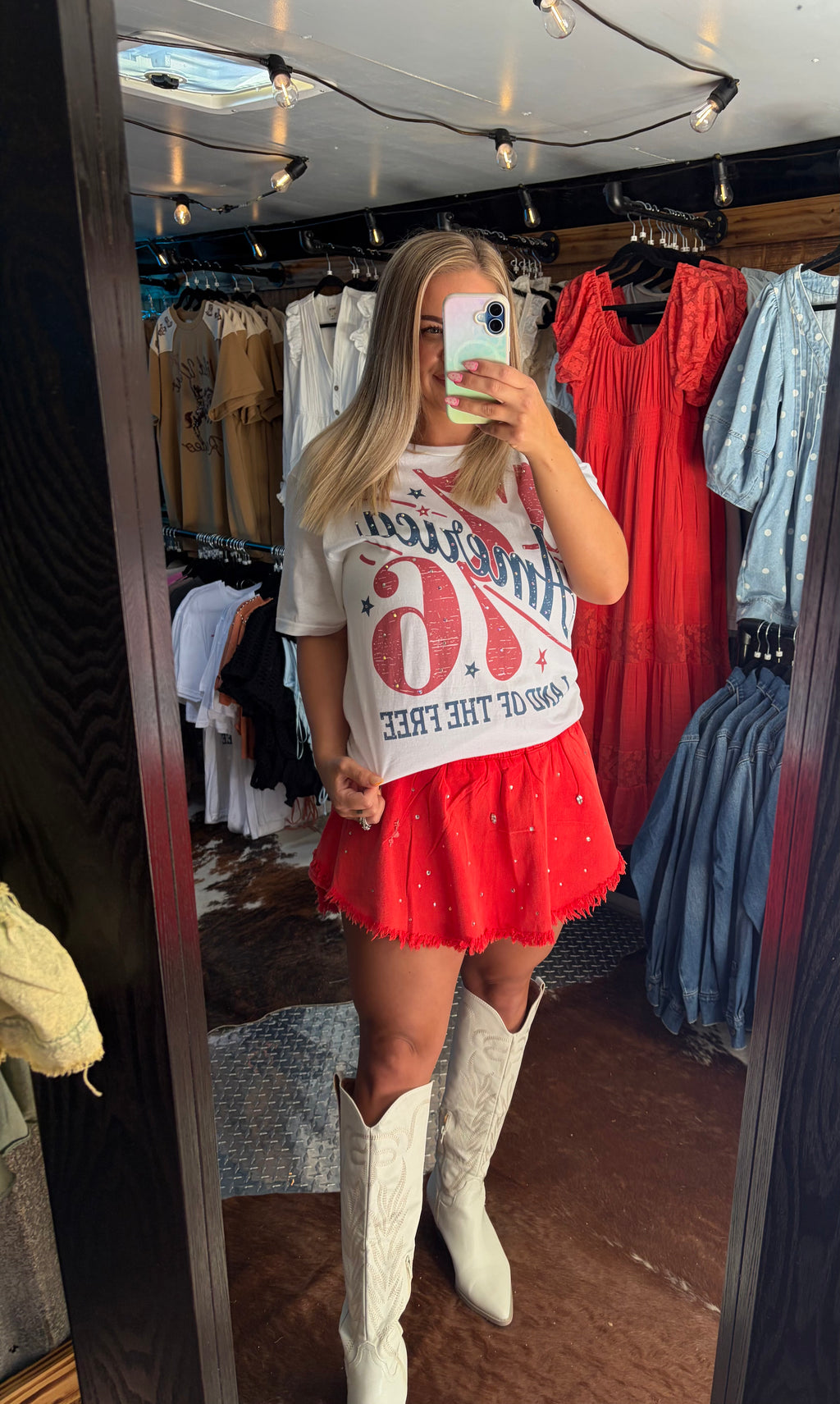 Land of the Free Diamond Studded Tee