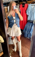 Double Tie Denim Vest
