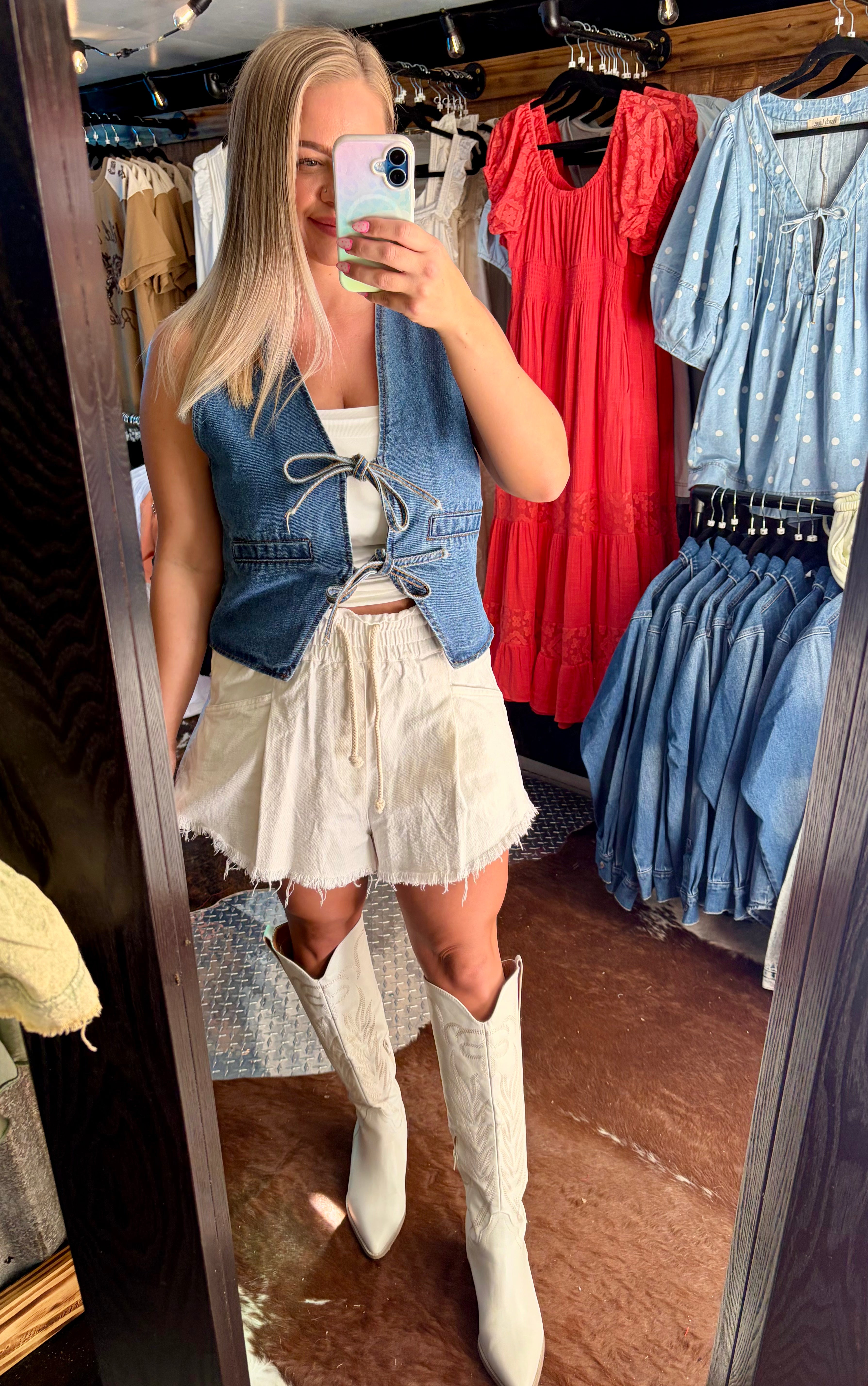 Double Tie Denim Vest