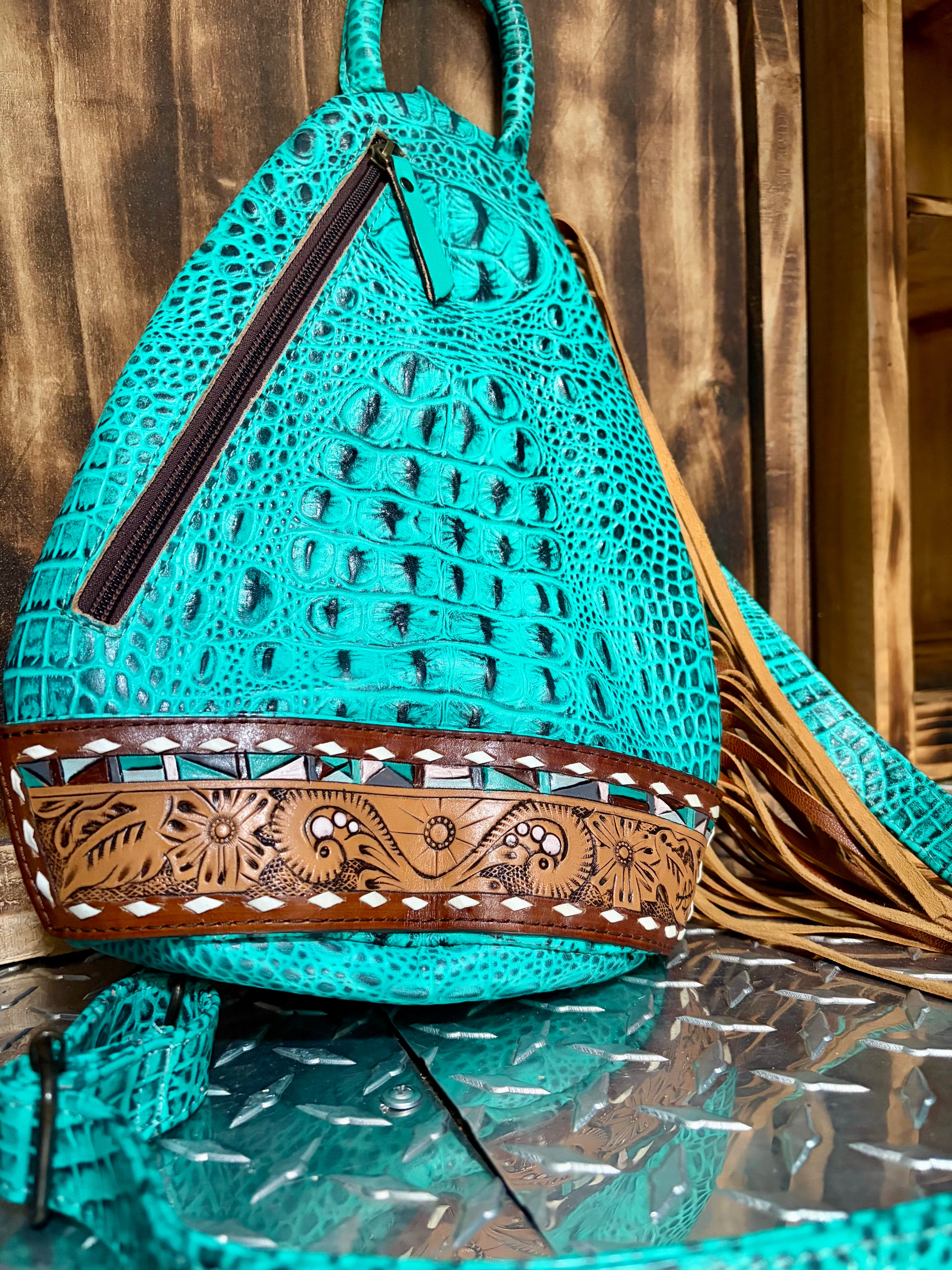 American Darling Crocodile Embossed Sling Bag