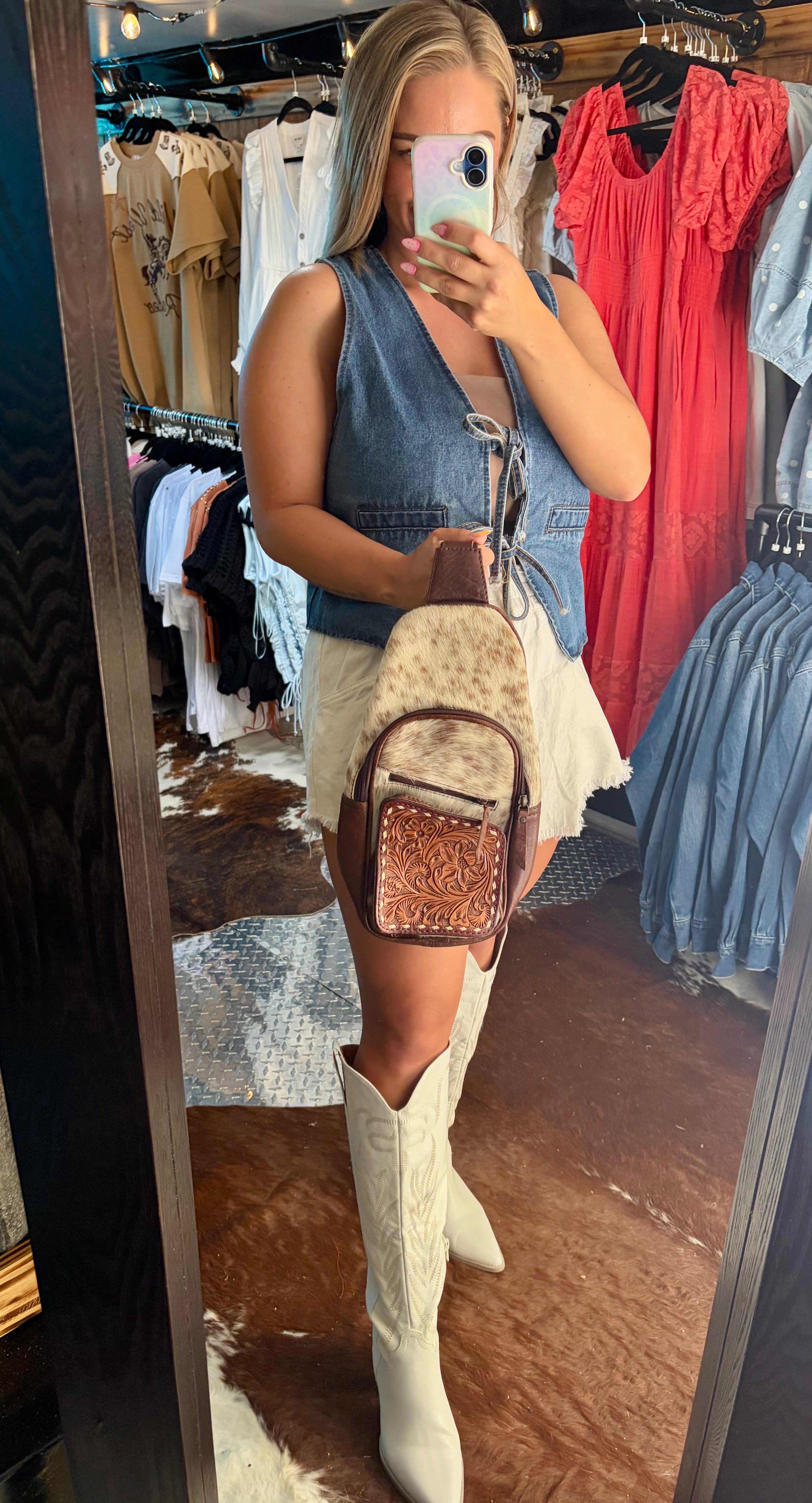 American Darling Western Leather Crossbody Bag (Concealed Carry)