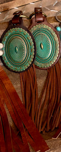 Turquoise Concho Keychain/Purse Charm w/ Fringe