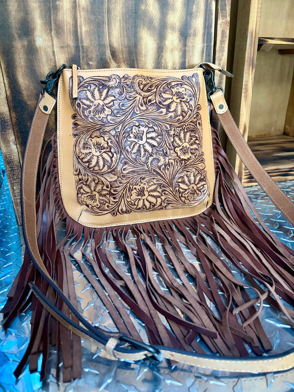 American Darling Fringe Leather Messenger Bag
