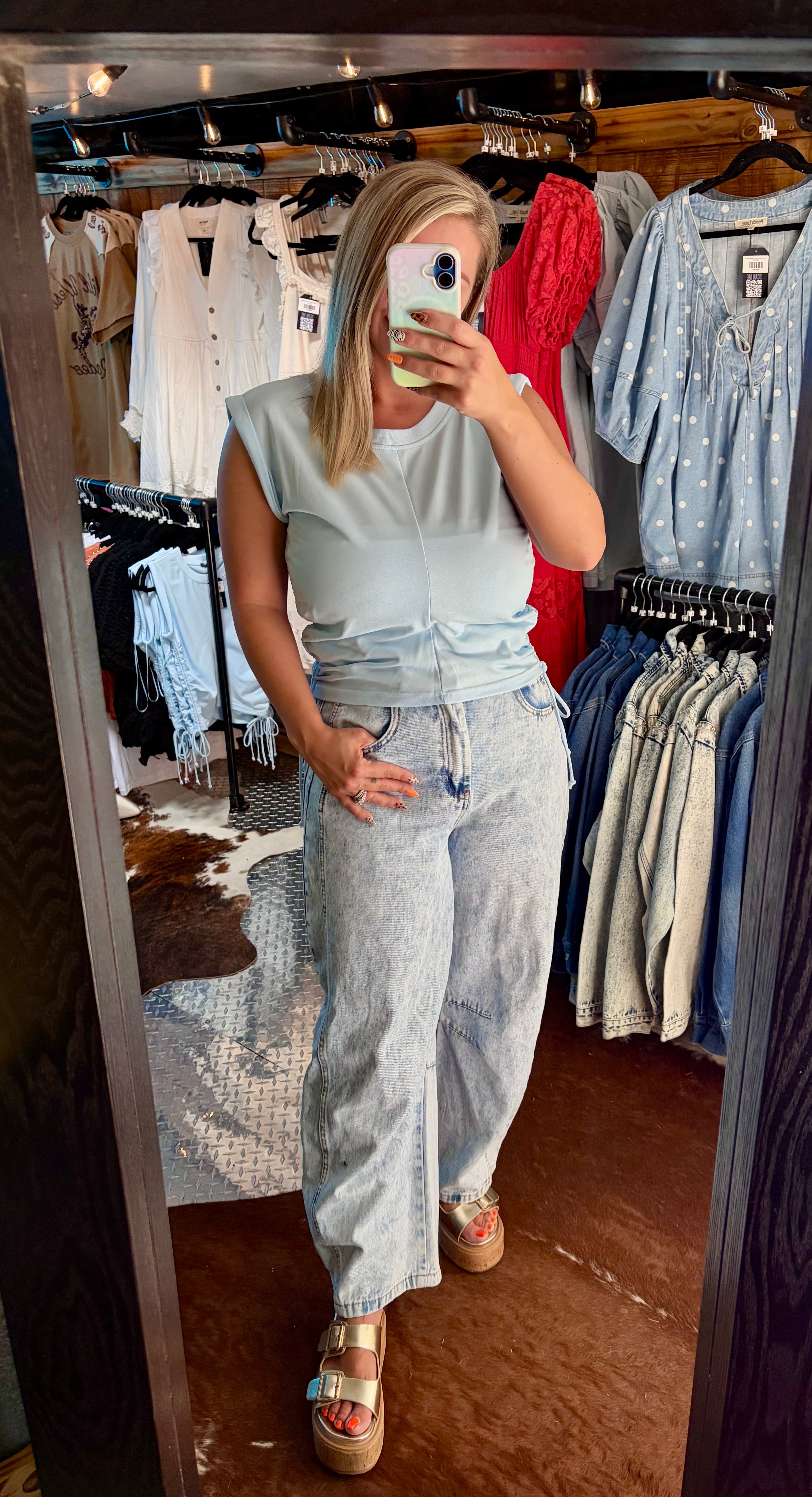 Side Ruched Tie Tank