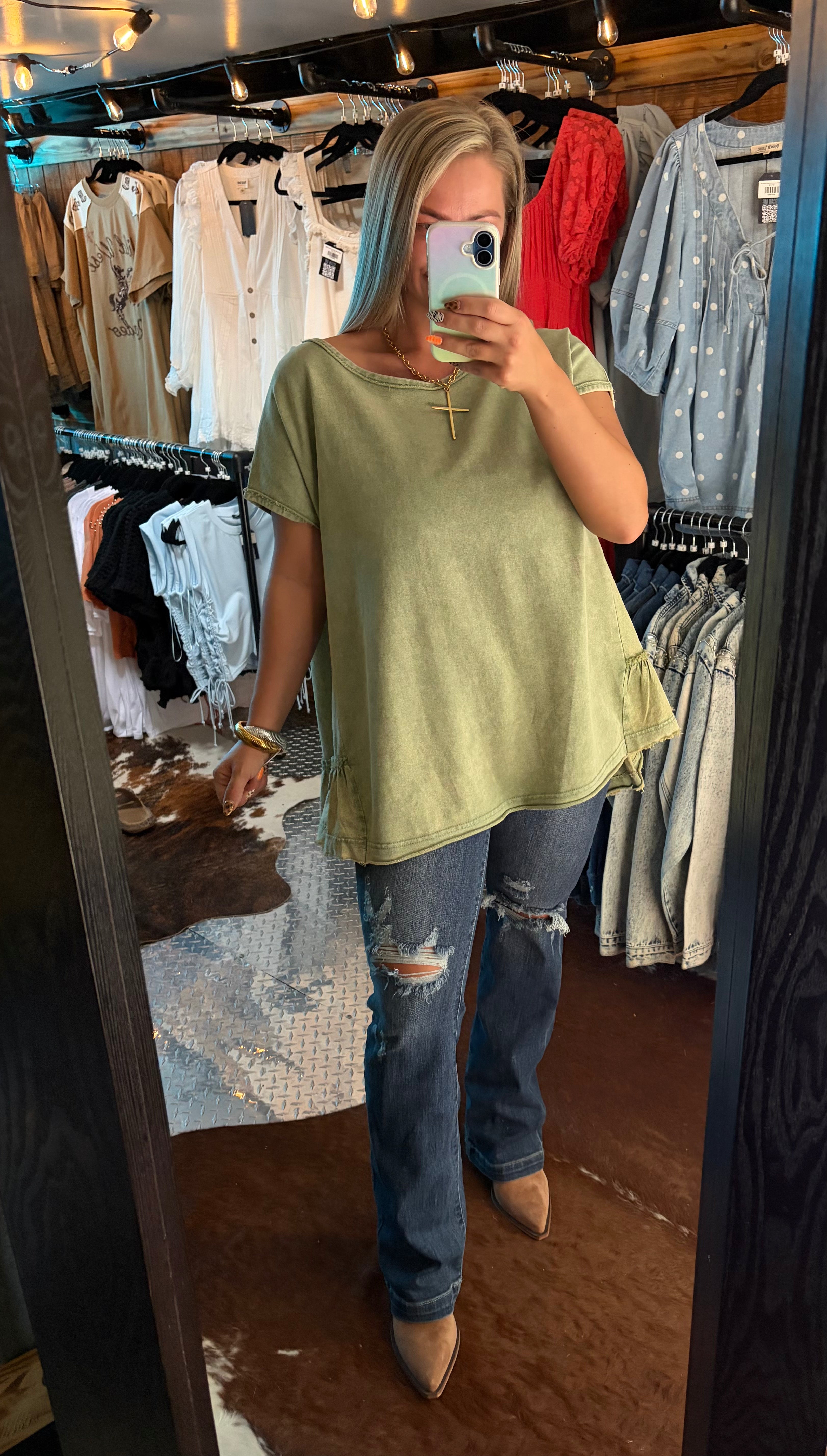 Mineral Washed Ruffled Tunic