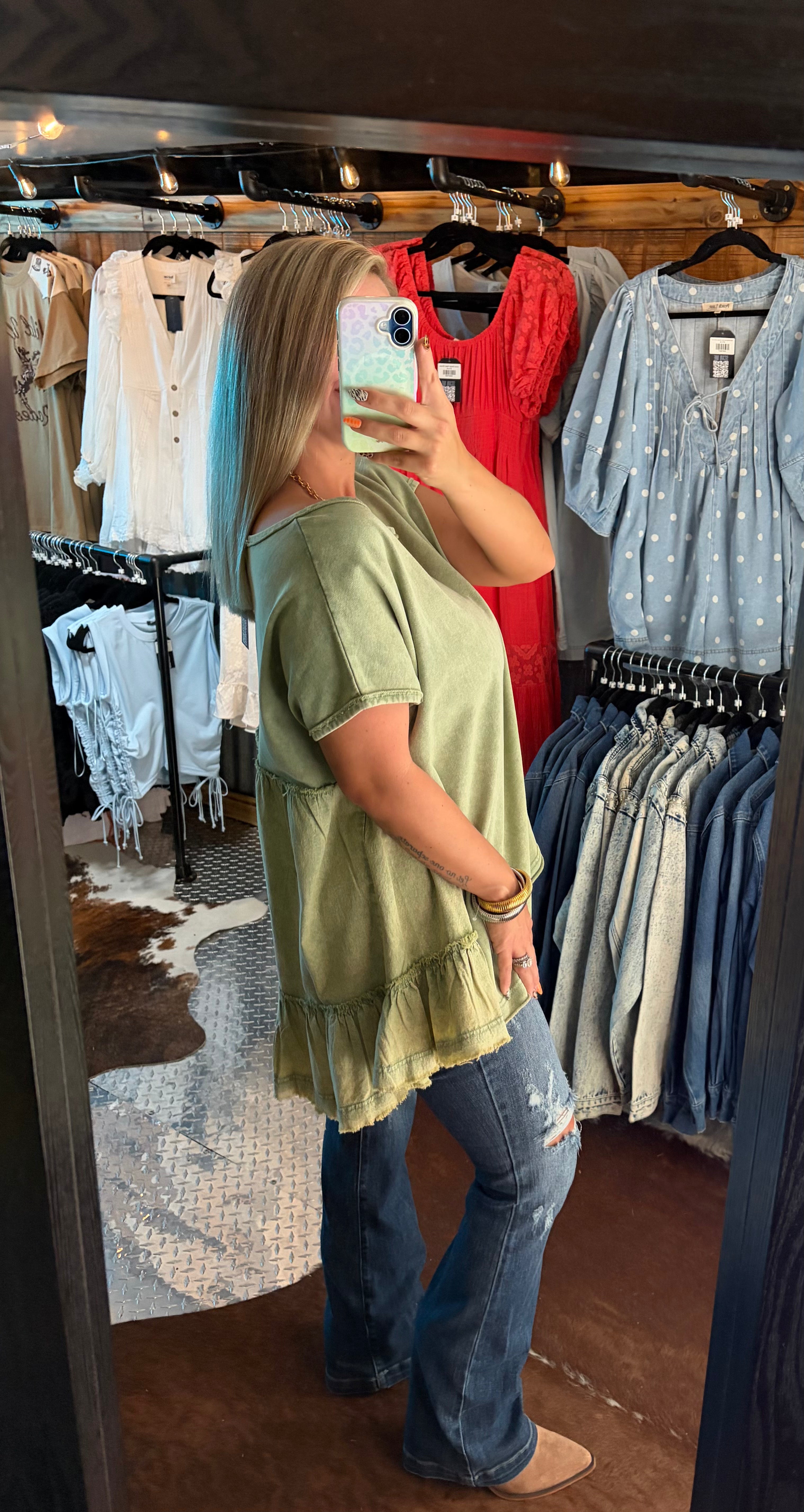 Mineral Washed Ruffled Tunic