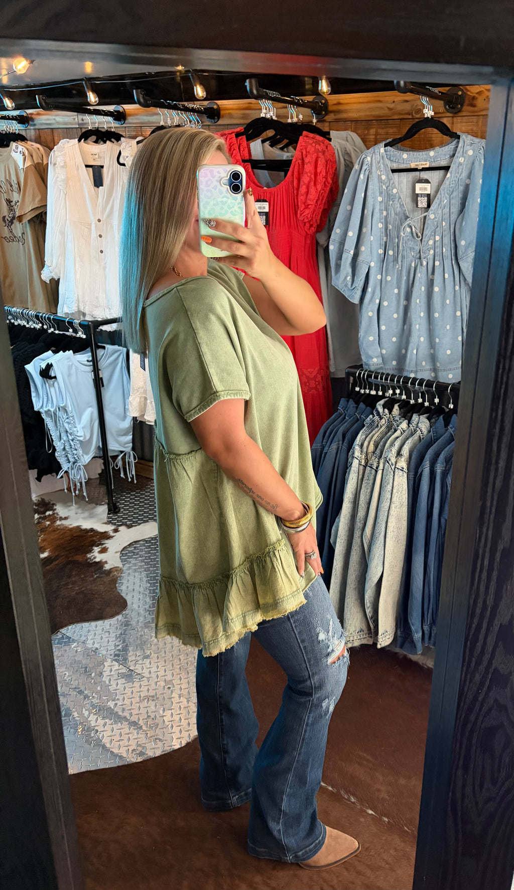 Mineral Washed Ruffled Tunic