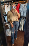 Mineral Washed Oversized Raw Edge Top