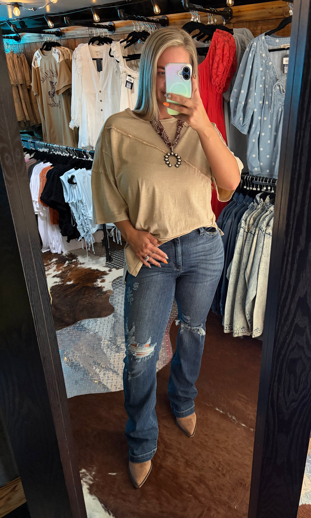 Mineral Washed Oversized Raw Edge Top - PLUS