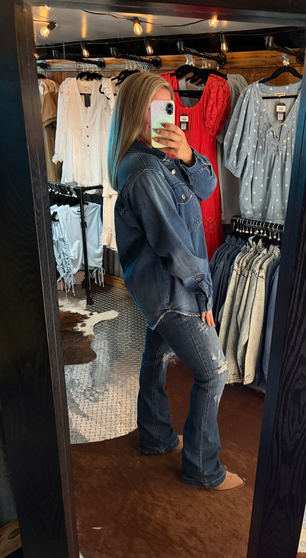 Washed Denim Button Down Jacket