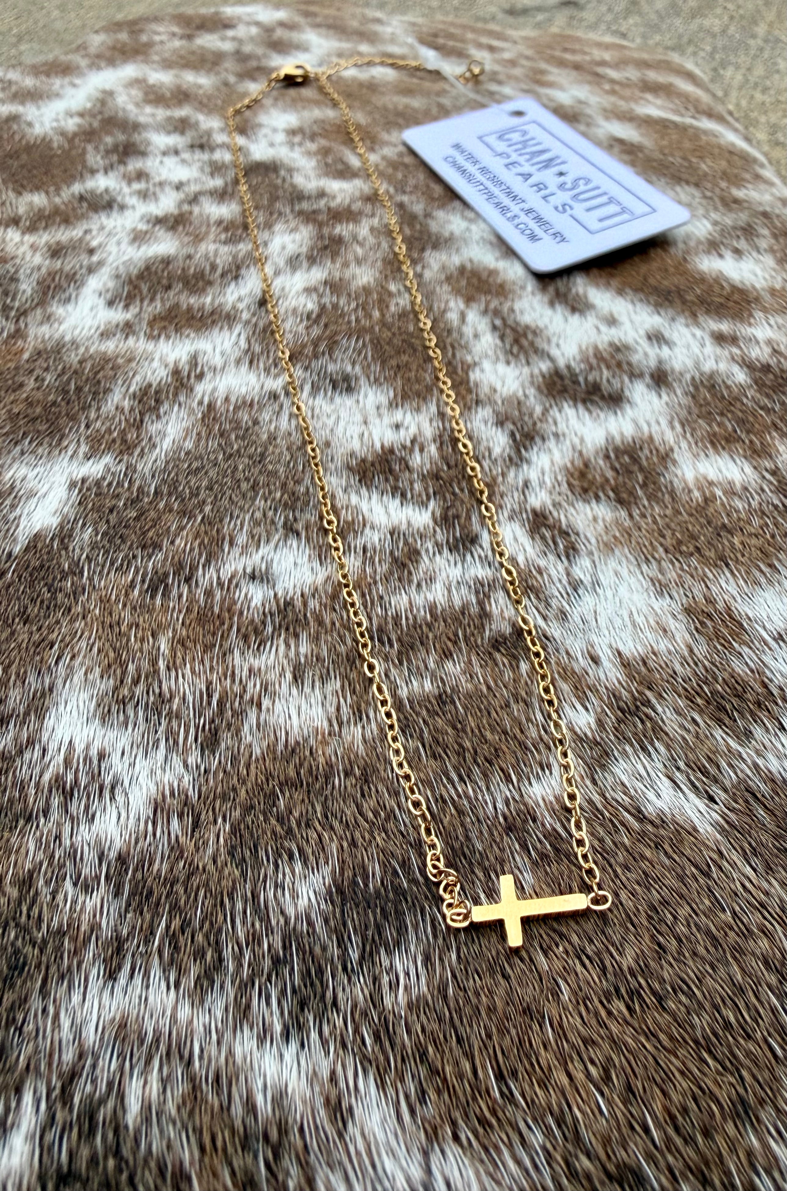 Chansutt Pearls Dainty Cross Necklace