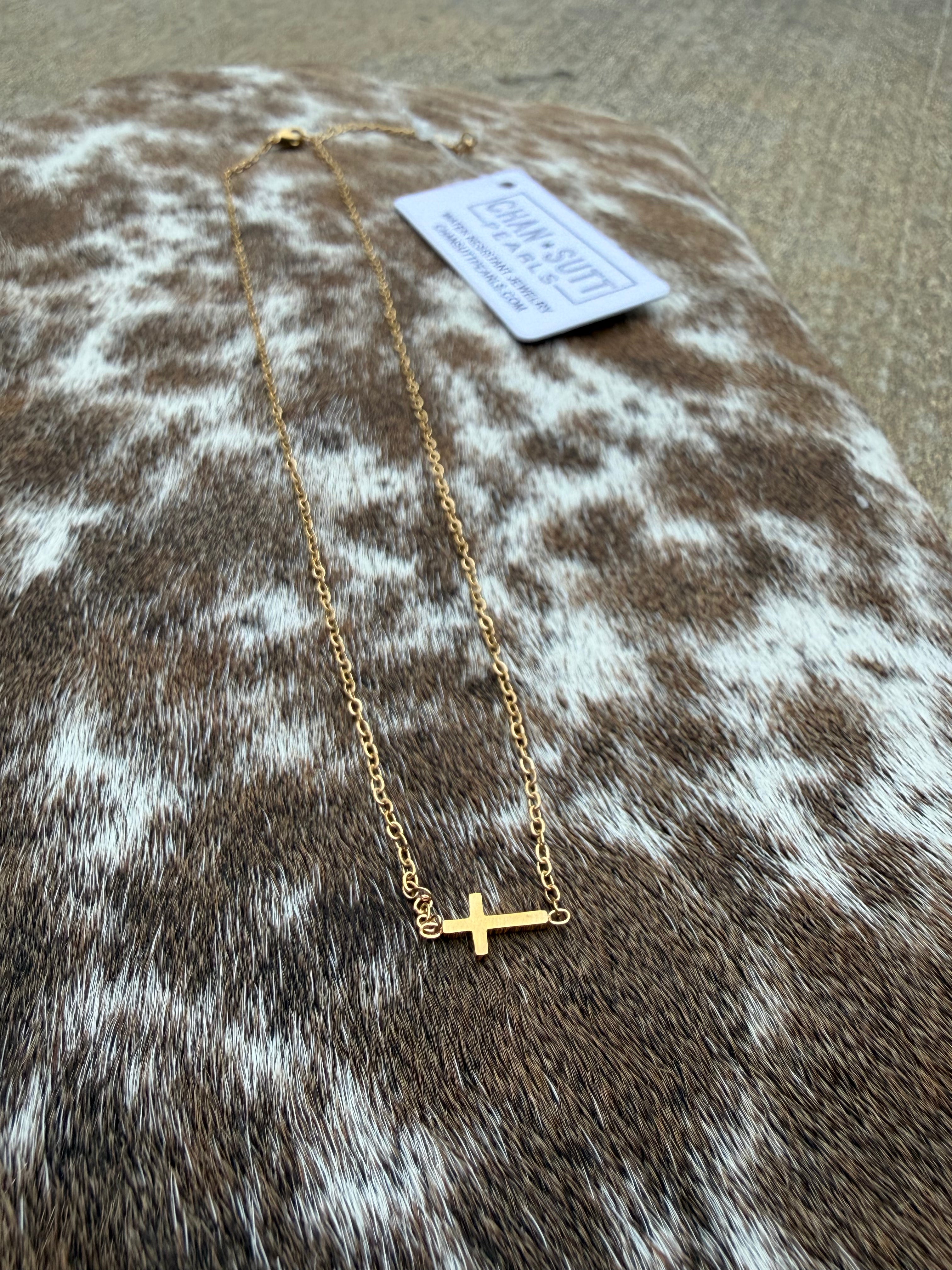 Chansutt Pearls Dainty Cross Necklace