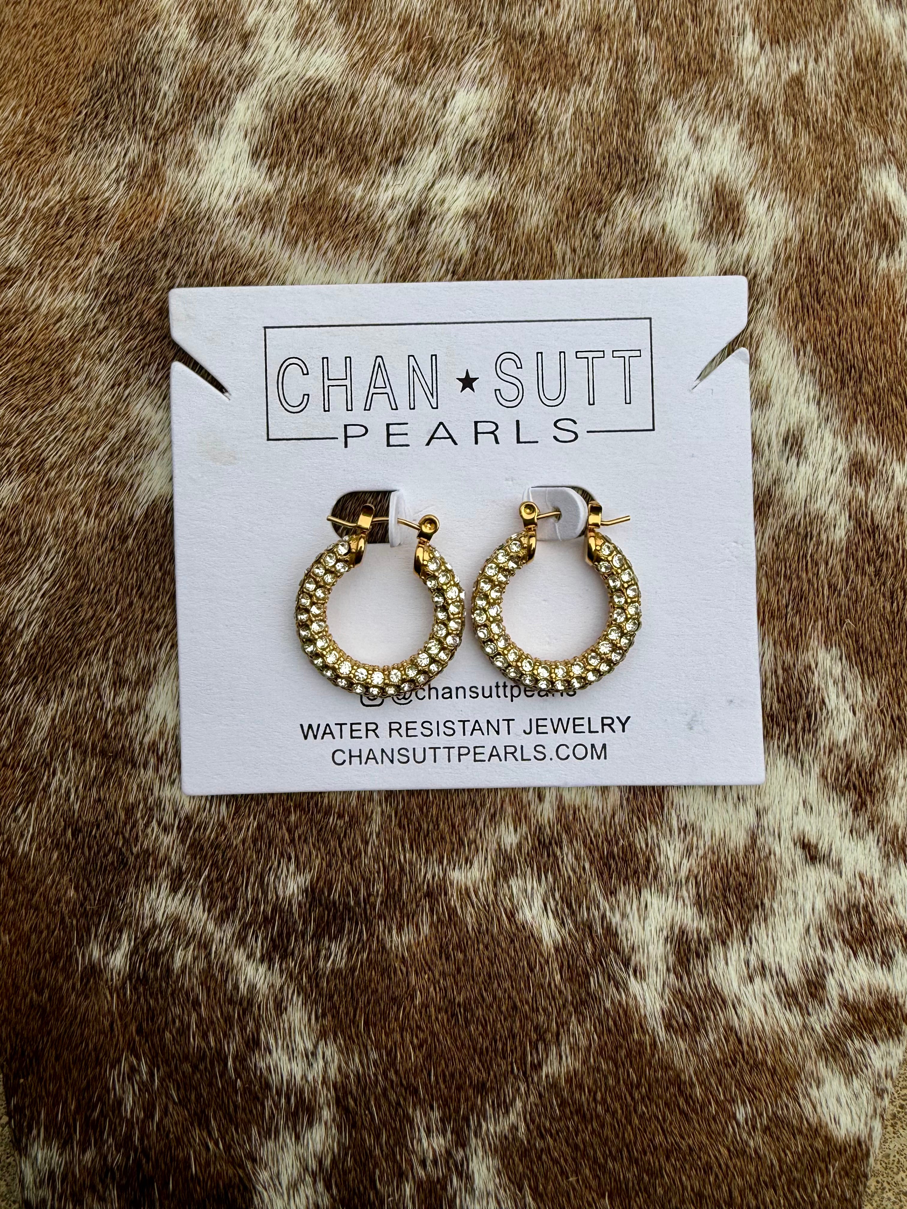 Chansutt Pearls Medium Diamond Hoops