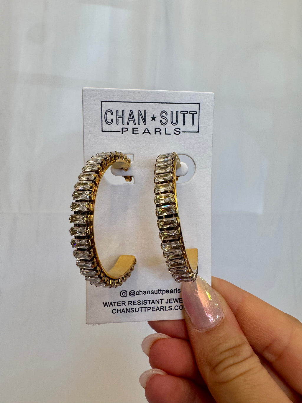 Chansutt Pearls Large Diamond Hoops