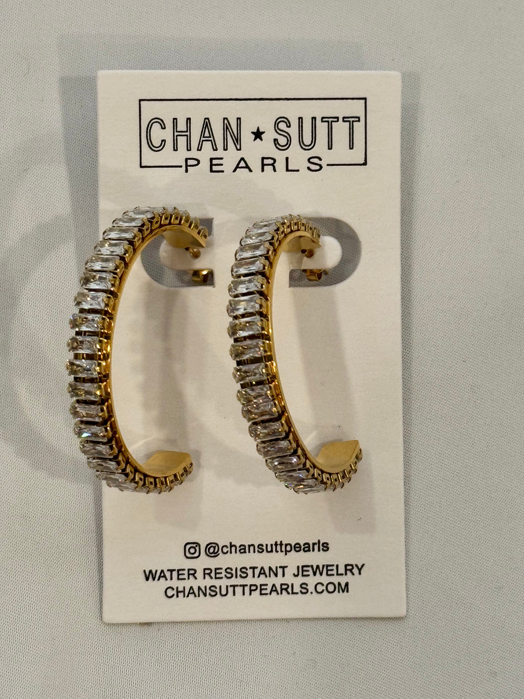 Chansutt Pearls Large Diamond Hoops