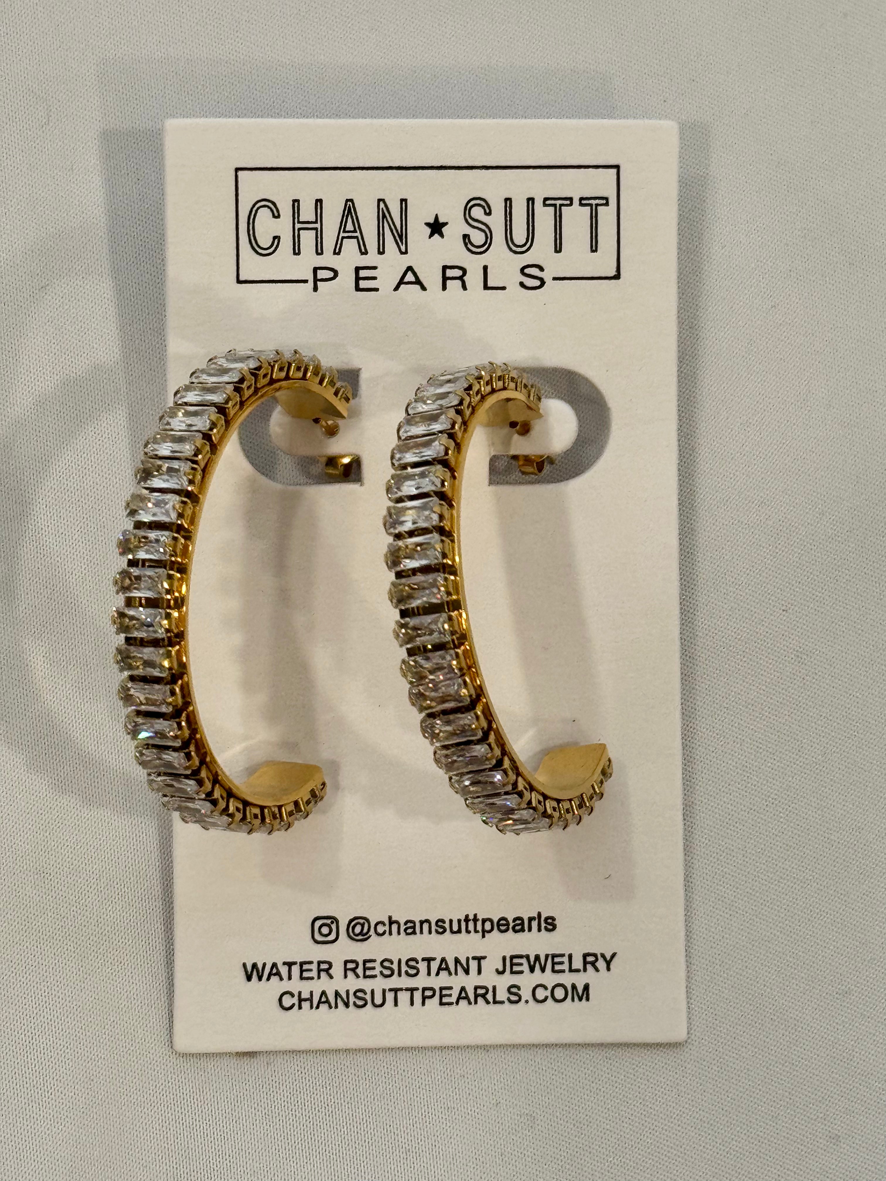 Chansutt Pearls Large Diamond Hoops