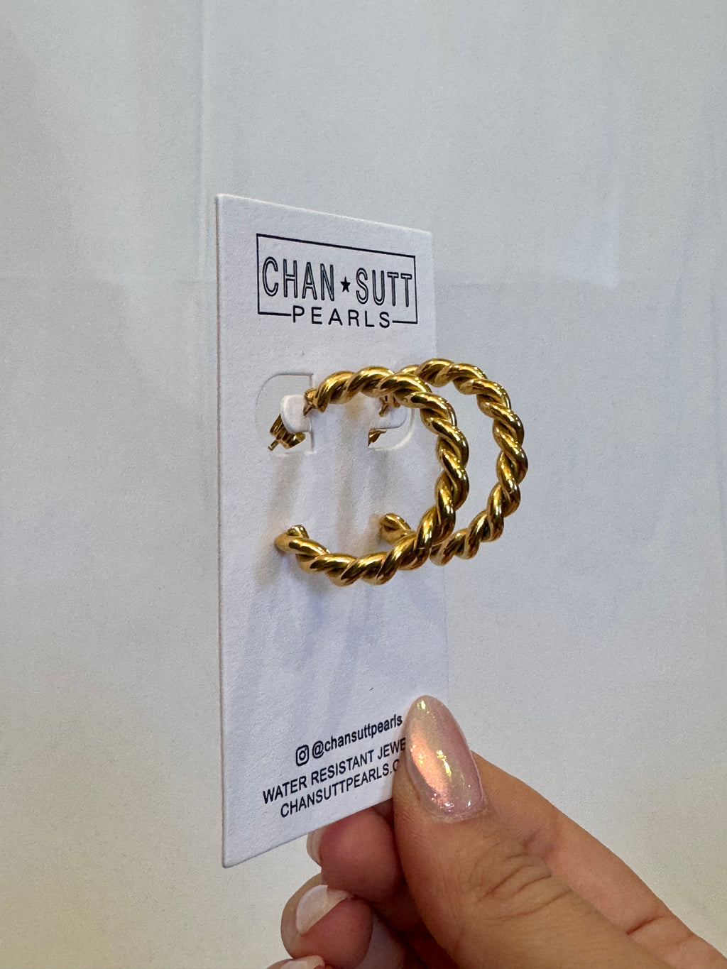 Chansutt Pearls Gold Medium Twist Hoops