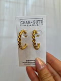 Chansutt Pearls Gold Medium Twist Hoops