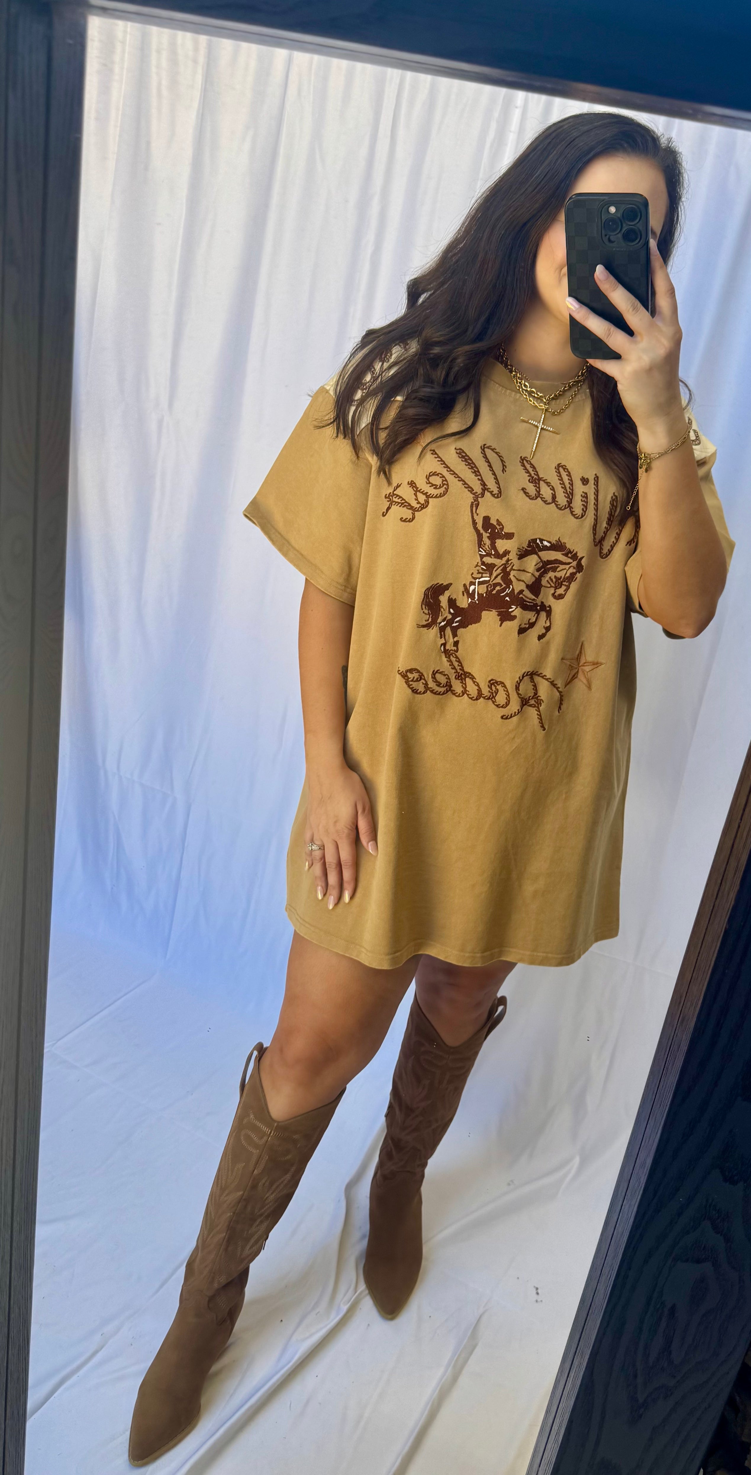 Embroidered Western T-Shirt Dress