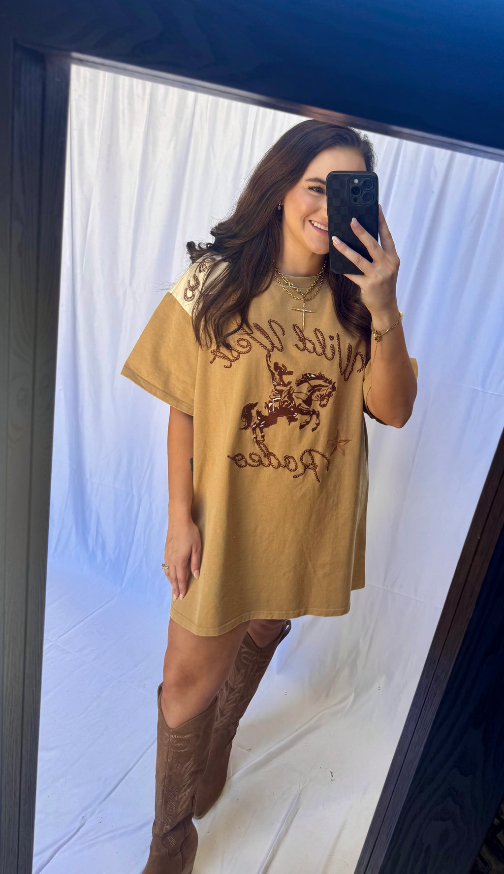Embroidered Western T-Shirt Dress