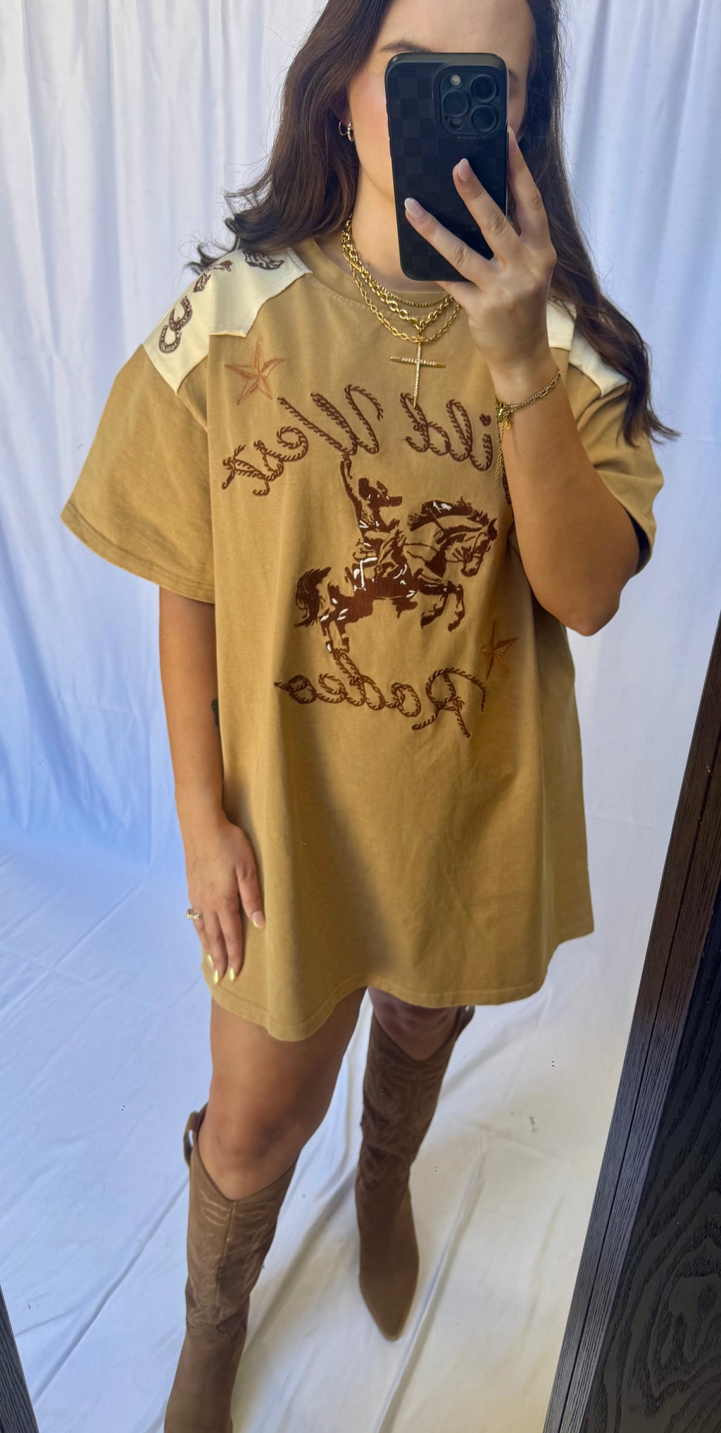 Embroidered Western T-Shirt Dress