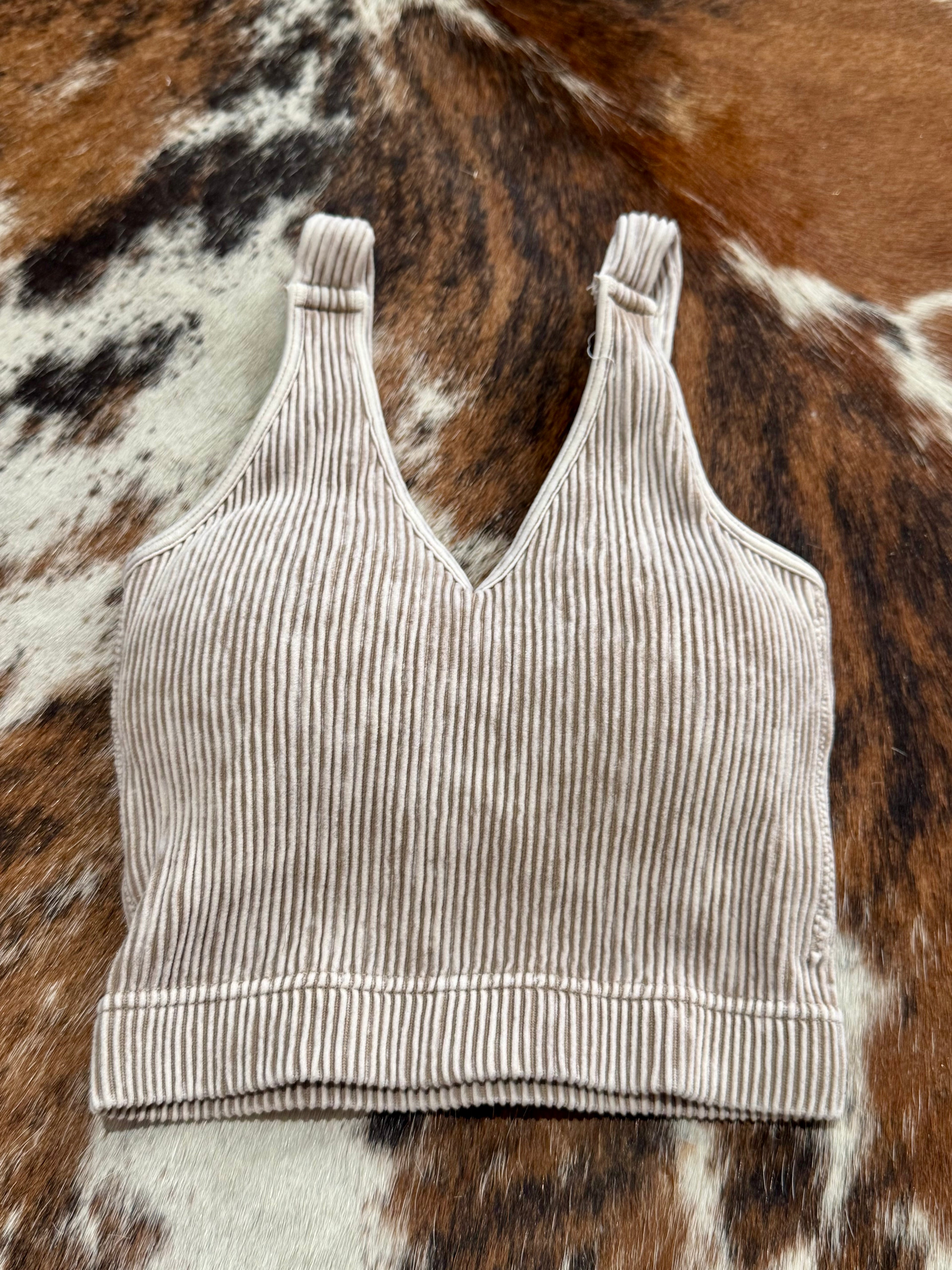 Washed Ribbed Padded Bra